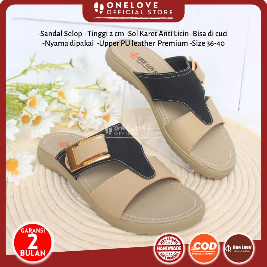 Sandal Wanita Flat One Love Ori terbaru Model Simpel / Sandal Slop Wanita Merk One Love Original Mur