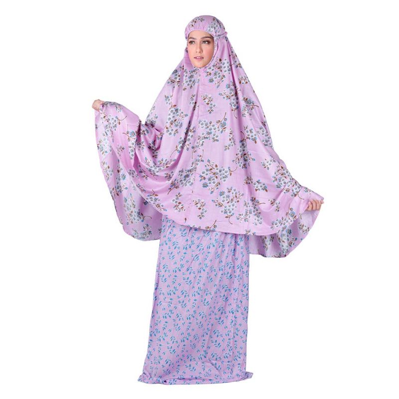 Mukena Sholat Wanita Dewasa Rayon Bali Premium Cantik Adem Ungu Kombinasi