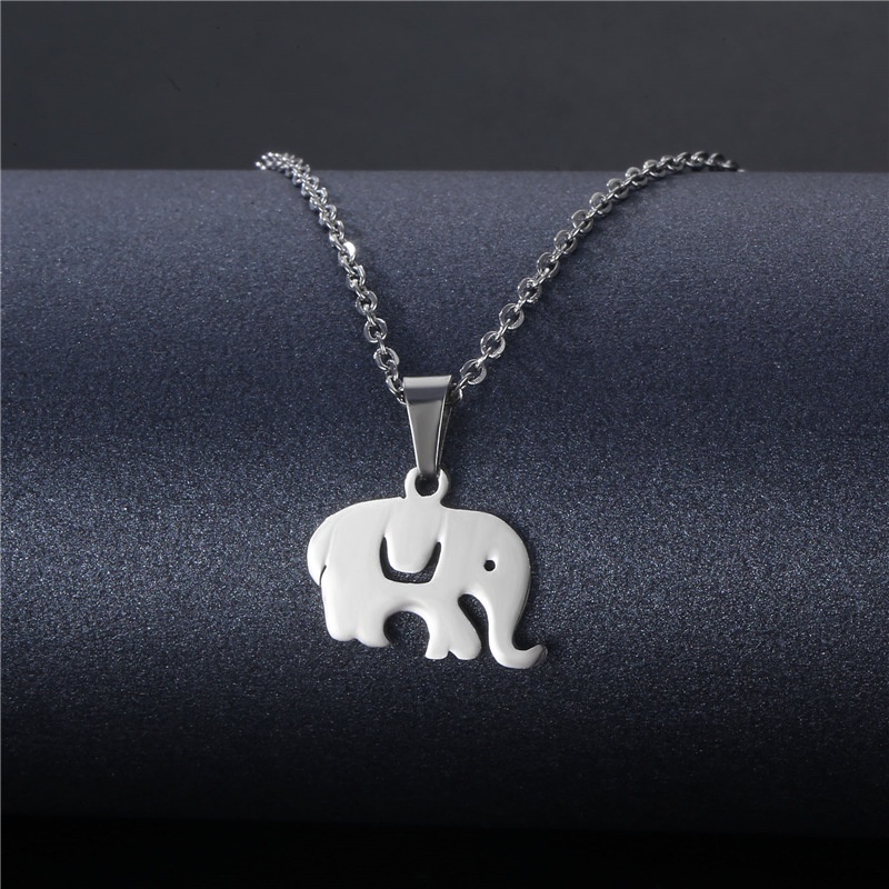 Ins gaya dingin gajah kalung wanita trendi gaya Korea sederhana gajah liontin stainless steel hip ho