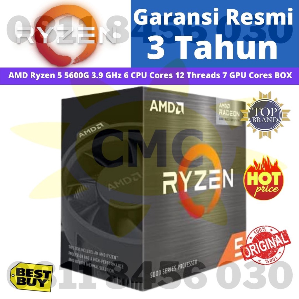 AMD Ryzen 5 5600G AM4 3.9GHz Up to 4.4GHz 6 Core Resmi