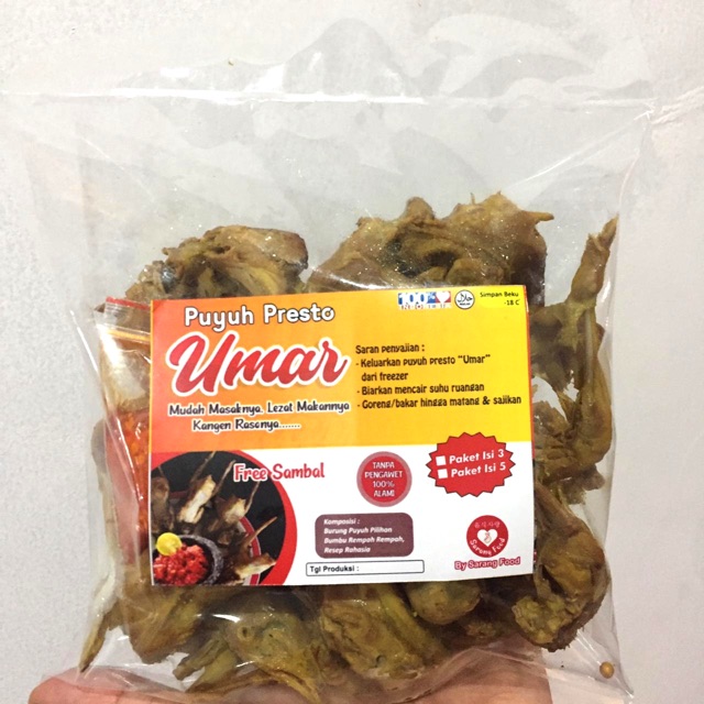 

FROZEN FOOD PUYUH PRESTO UMAR 500GRAM ENAK HALAL FREE SAMBAL MERCON