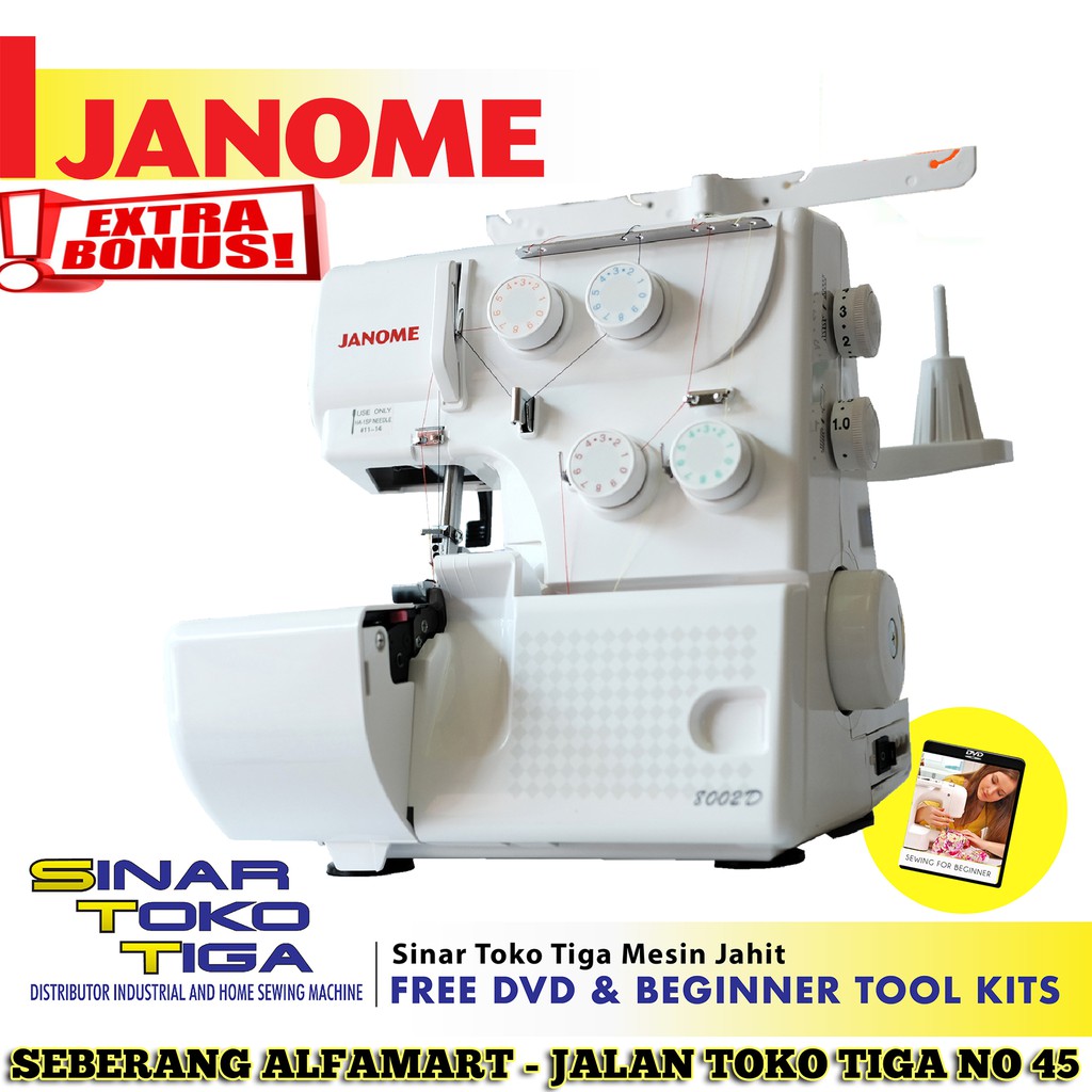 JANOME 8002D Mesin Jahit Obras Neci