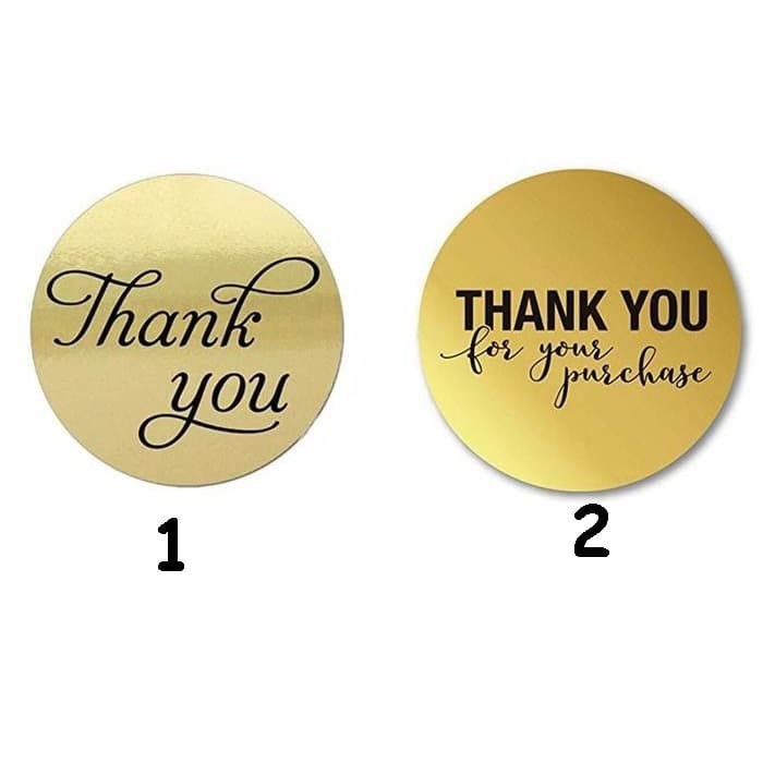 Paper Tags - 1&quot; Gold Foil Round Calligraphy &quot;Thank You&quot; Sticker (10 pcs)