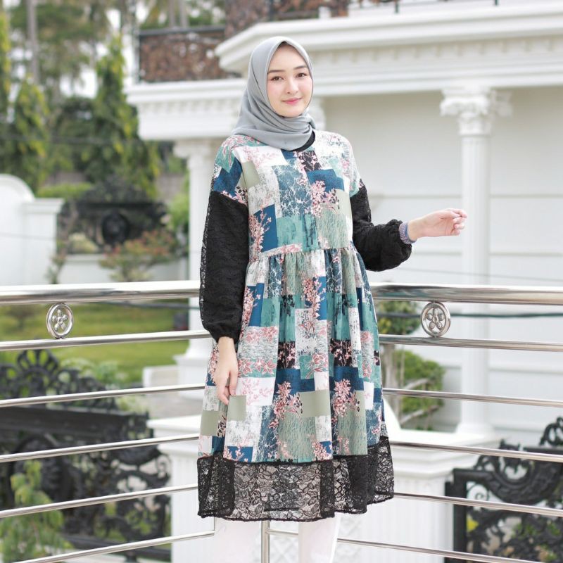 Mora Tunik - Atasan Wanita Motif - Tunik Wanita Motif - Atasan Wanita Brukat - Tunik Motif - Tunik M