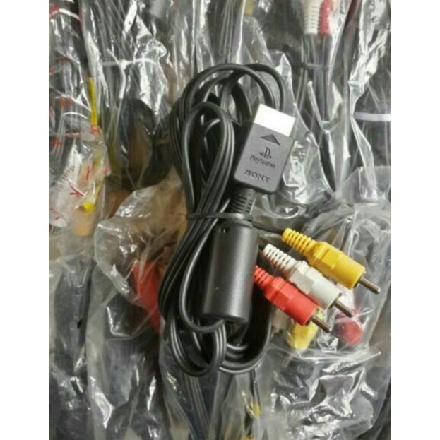 KABEL CABLE AV RCA VIDEO KE TV PS1 PS 1 PS ONE PS2 PS 2 PS3 PS 3 SONY PLAYSTATION ORIGINAL PABRIK OP