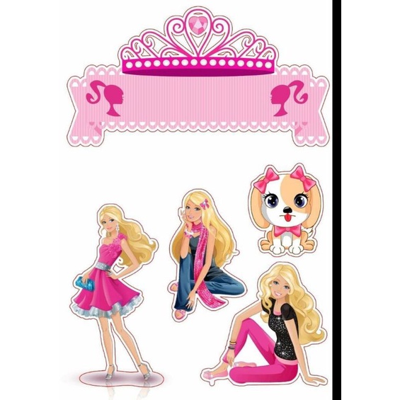 Topper cake karakter barbie / baner kue ultah