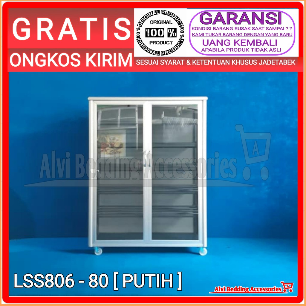 Rak Sepatu 6 Susun LSS 806-80 Aluminium Kaca Riben Bufet Lemari Sendal Bupet Sandal