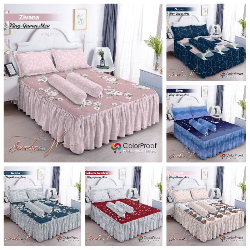 Jovanka - Bedcover Set / Bed Cover Sprei Rumbai Minimalis By FATA Ukuran 180x200x30