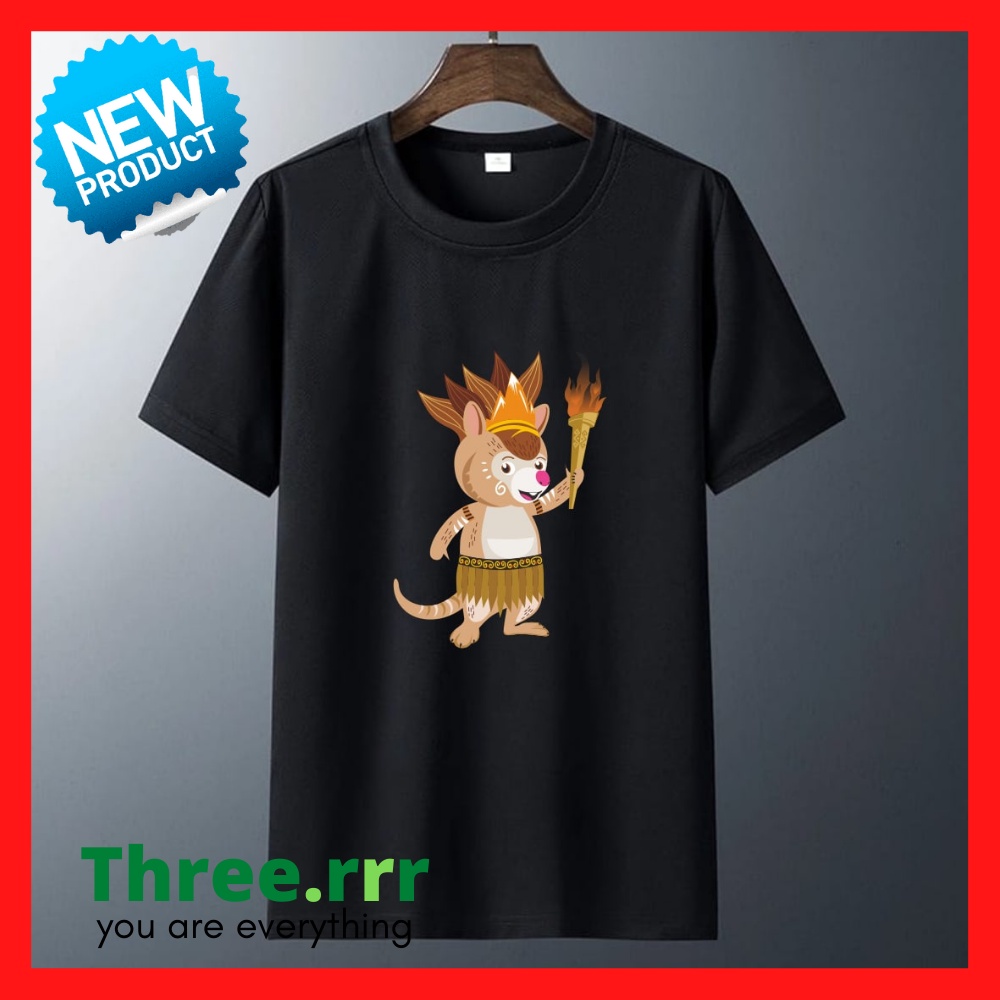 Baju kaos atasan pria wanita cowok cewek MASKOT PON PAPUA 2021 hitam termurah tebaru terlaris