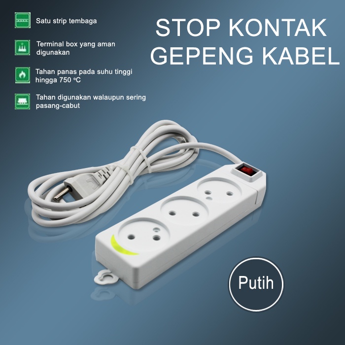 Stop Kontak Kabel 2 3 4 5 Lubang Colokan / Stop Kontak Gepeng + Kabel