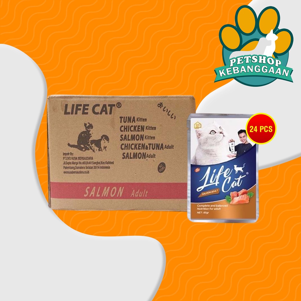 Makanan Basah Kucing Life Cat Sachet Pouch Grosir Dus isi 24 PCS 85 GR