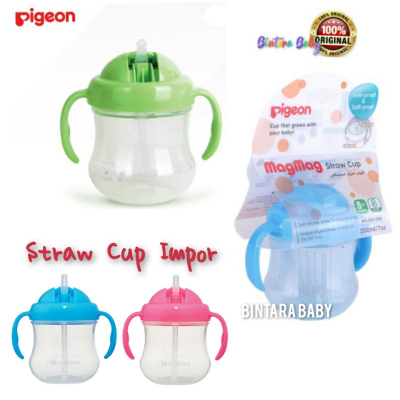 Pigeon Mag Mag Straw Cup Import  / Botol Minum Sedotan Training Straw Cup  200ml