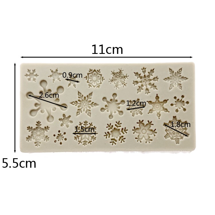 Ionshop Cetakan Silikon Bunga Salju Fondant Silicone Frozen Winter Snow Flakes Mold xmas