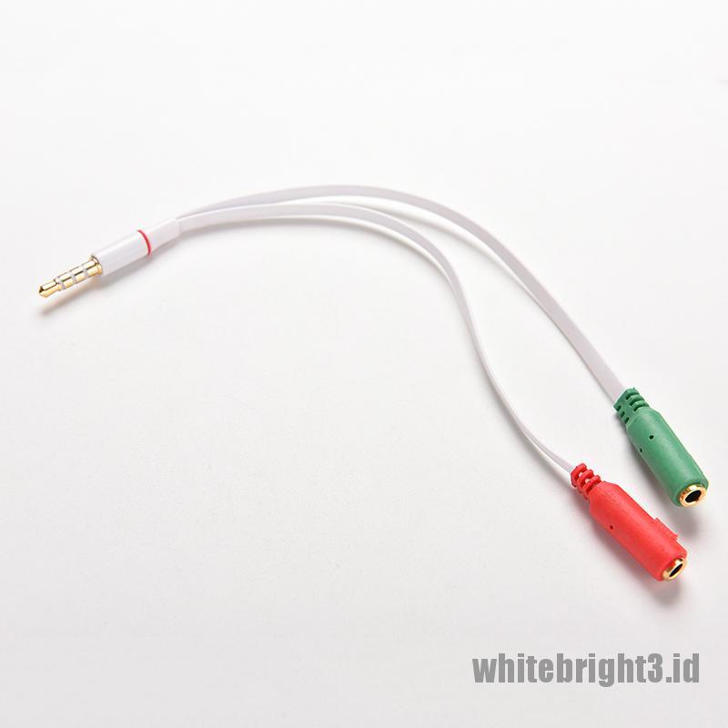 &lt; White3 &gt; Kabel Adapter Splitter Audio AUX 1x3.5mm male Ke 2 Untuk Headphone / Earphone