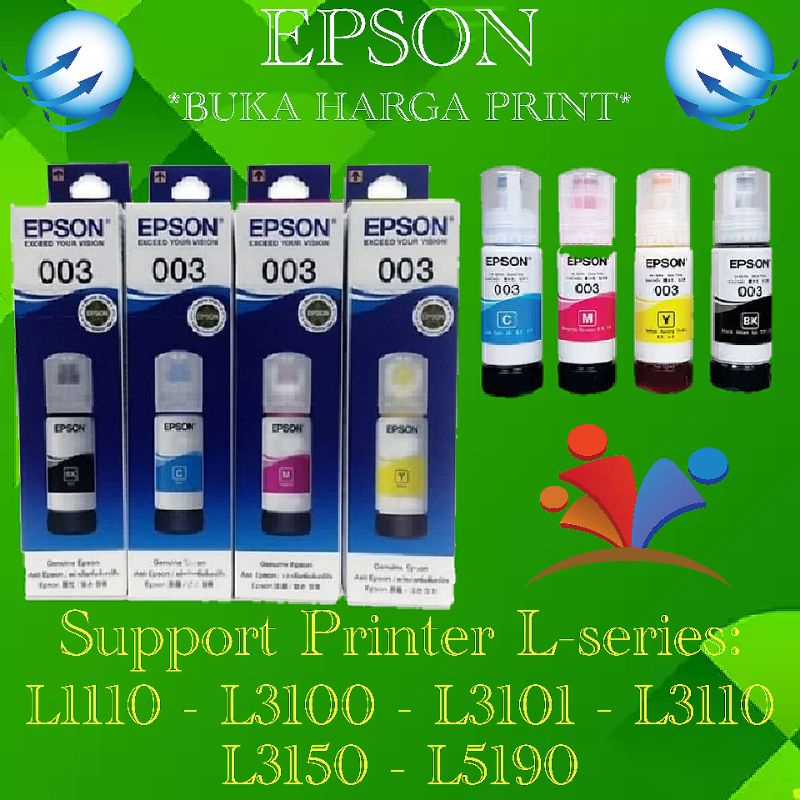 Paket Tinta Epson 003 L1110 L1210 L3110 L3210 L3150 L3250 L5190 L5290 Original 65ml