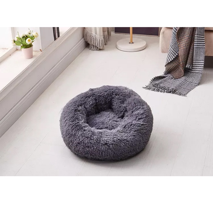 Bantal Donat Alas Kucing Bantal Bulu Empuk Tebal Tempat Tidur Anjing Diameter 60cm