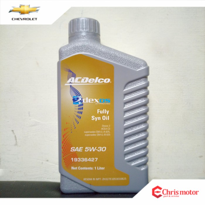 Oli untuk Diesel dan Bensin ACDelco Dexos 2 Full sintetik SAE 5w-30