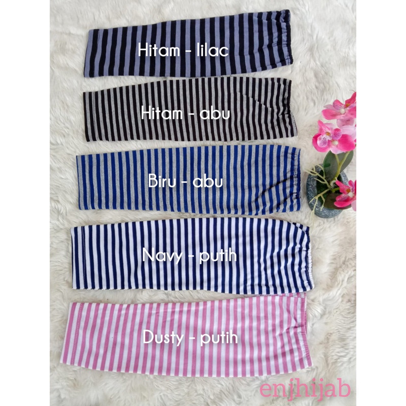 Manset Tangan Stripe Panjang 50cm Mangset Lengan Salur Wanita Dan Pria Bahan Kaos Rayon Motif Garis Handshock Belang Enj Hijab