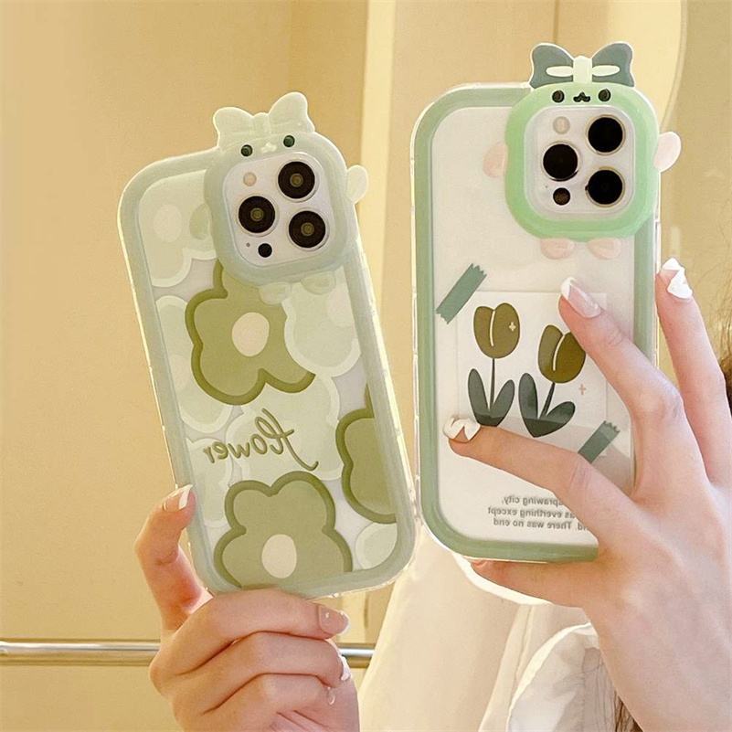 Soft Case Pelindung Lensa Motif Bunga Monster 3D Untuk iPhone 14 13 12 11 Pro Max X Xr Xs Max 7 8 6 6s Plus SE 2020