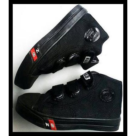 MURAH sepatu sekolah anak TK SD SMP NB BOOT VELCRO FULL HITAM ORI IMPORT