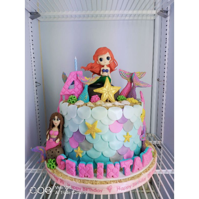 

kue ulang tahun mermaid diameter 20cm