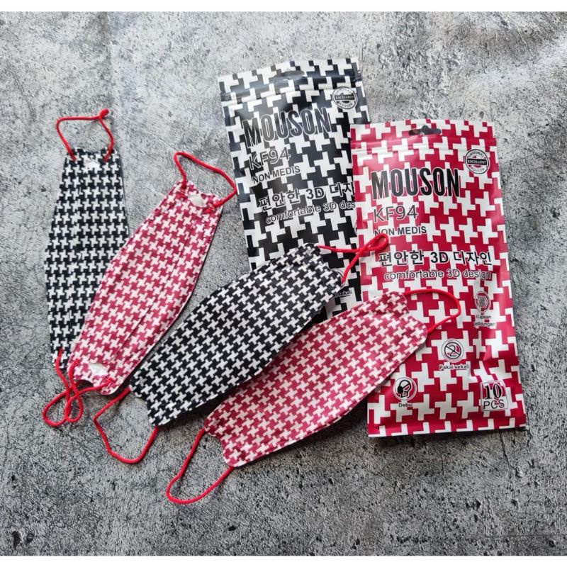 KF94 MOUSON EMBOS TWEET TRELLIS  - MASKER KF94 4PLY MOUSON NEW MOTIF