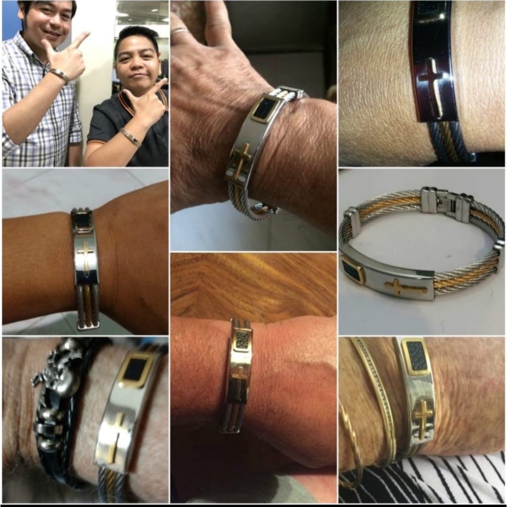 F86 Premium Gold Stainless Steel Cross Bracelet Gelang Salib