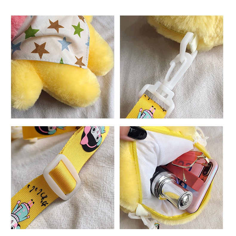 Tas Selempang Bebek Bulu/Tas Bebek Bahan Plush Bulu2 Bentuk Kartun Bebek Gaya Korea [READY Jakarta]