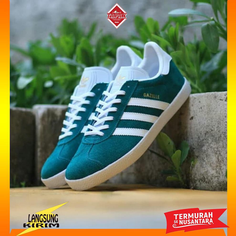 Sepatu Pria Keren Adidas Gazelle Green White Original Komponen Murah