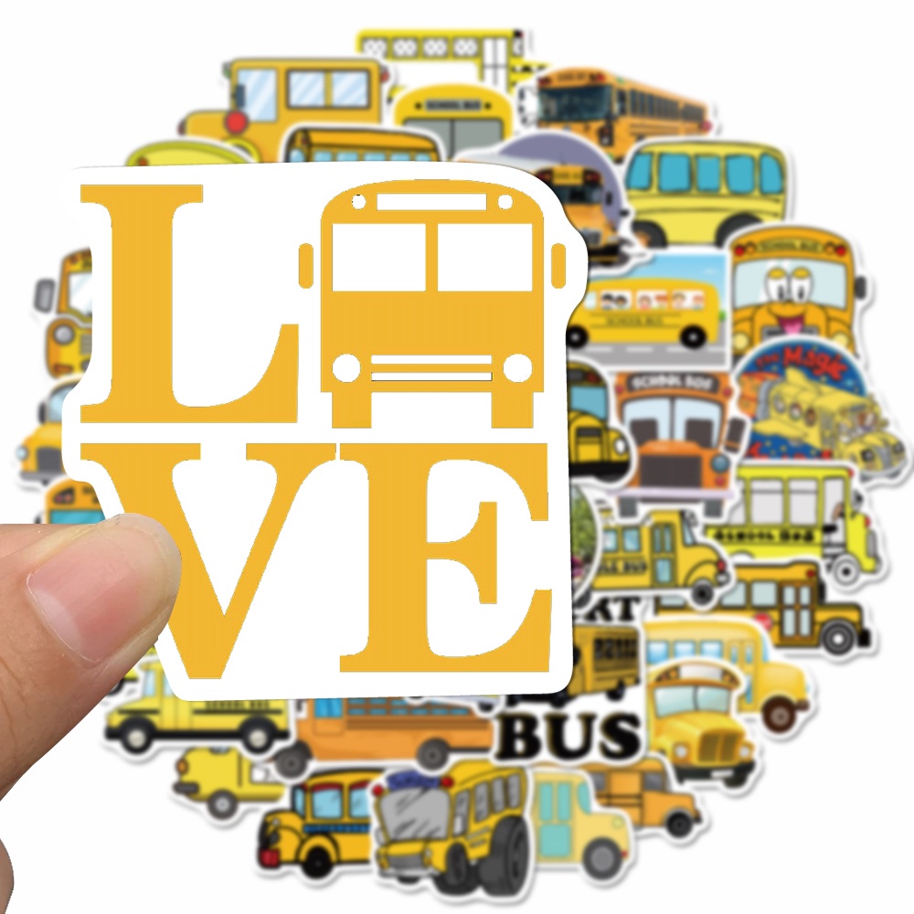 [In stock] 50pcs school bus cartoon stickers personality fun hand account stickers box computer waterproof stickers