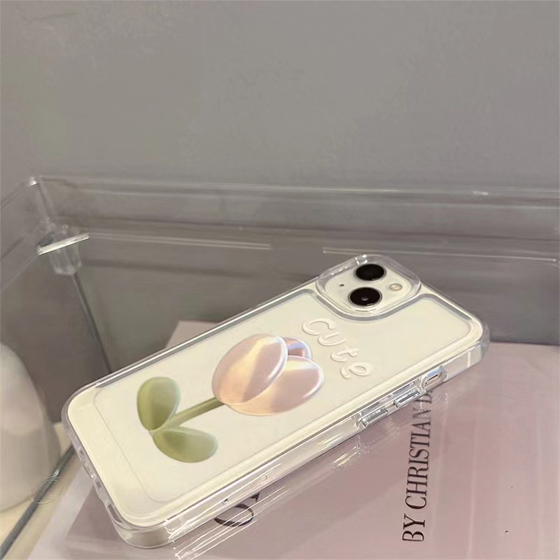 Ins Soft Case Tpu Transparan Motif Bunga Tulip Untuk iPhone 14 14pro 14max 14prm 13pro 13pro 11 7Plus 8Plus Xr XS 13 12pro Max