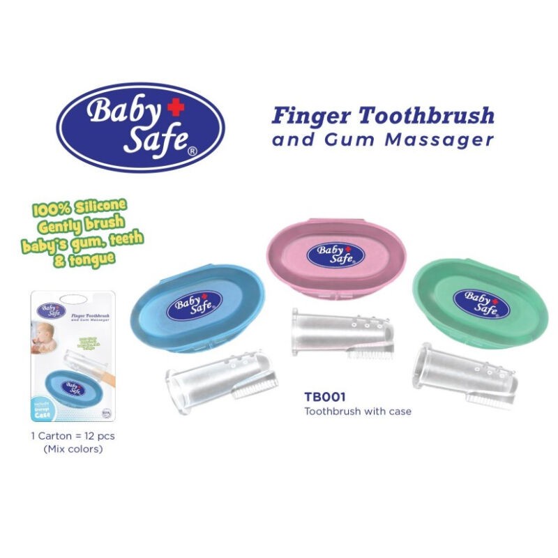 BABY SAFE FINGER TOOTHBRUSH WITH CASE TB001 / SIKAT GIGI DAN LIDAH BAYI