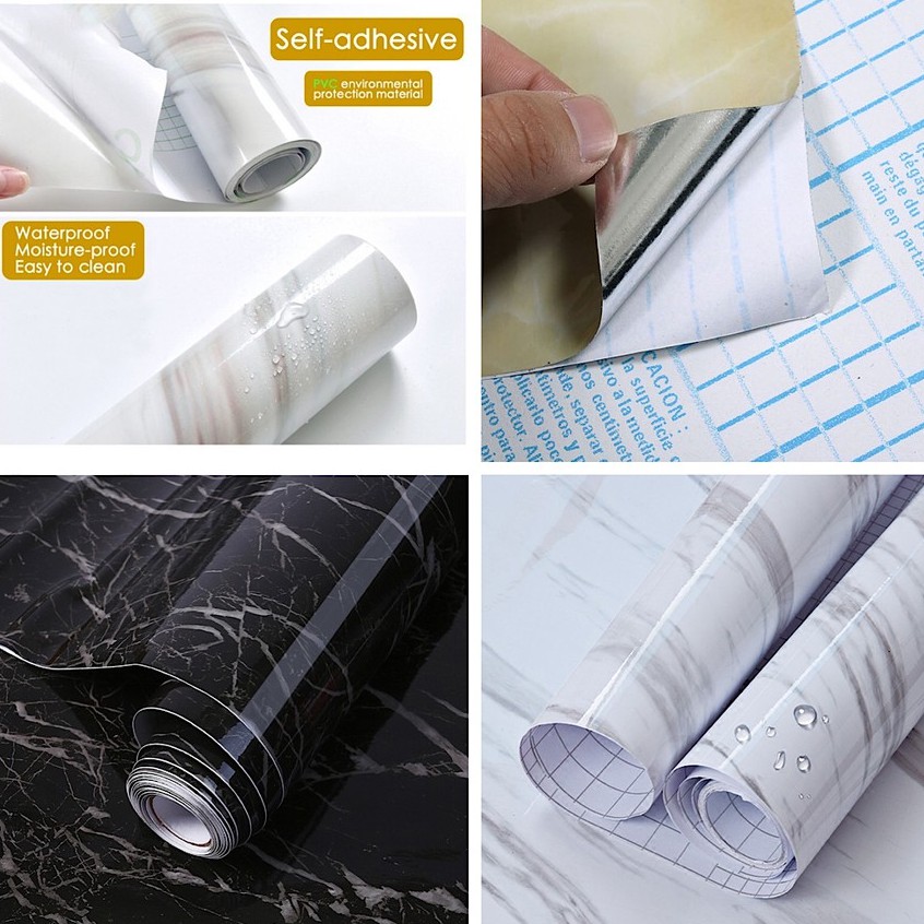 BOSJKT288 Wallpaper Stiker Motif Marmer Anti Air 60cm x 3meter