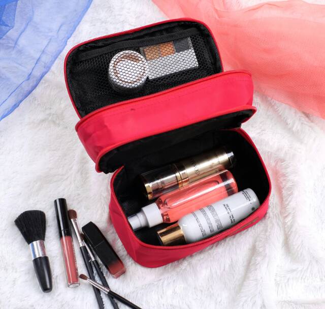 ORGANIZER BAG SUSUN POUCH KOSMETIK  WATERPROOF TRAVEL TEMPAT MAKE UP POLOS TAS COSMETIC WANITA MURAH