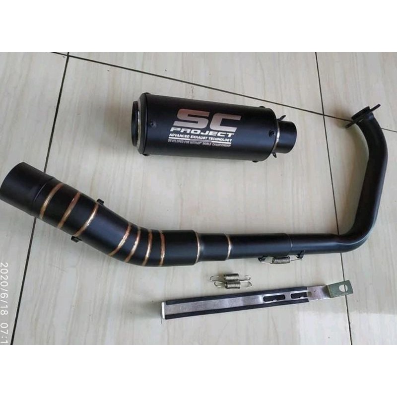 Knalpot Racing SC Project Vixion/R15/Xabre/Byson/Cb150r/Cbr150/Verza/Megapro/Sonic/Cs1/Satria Fu Dll-Full Hitam doff