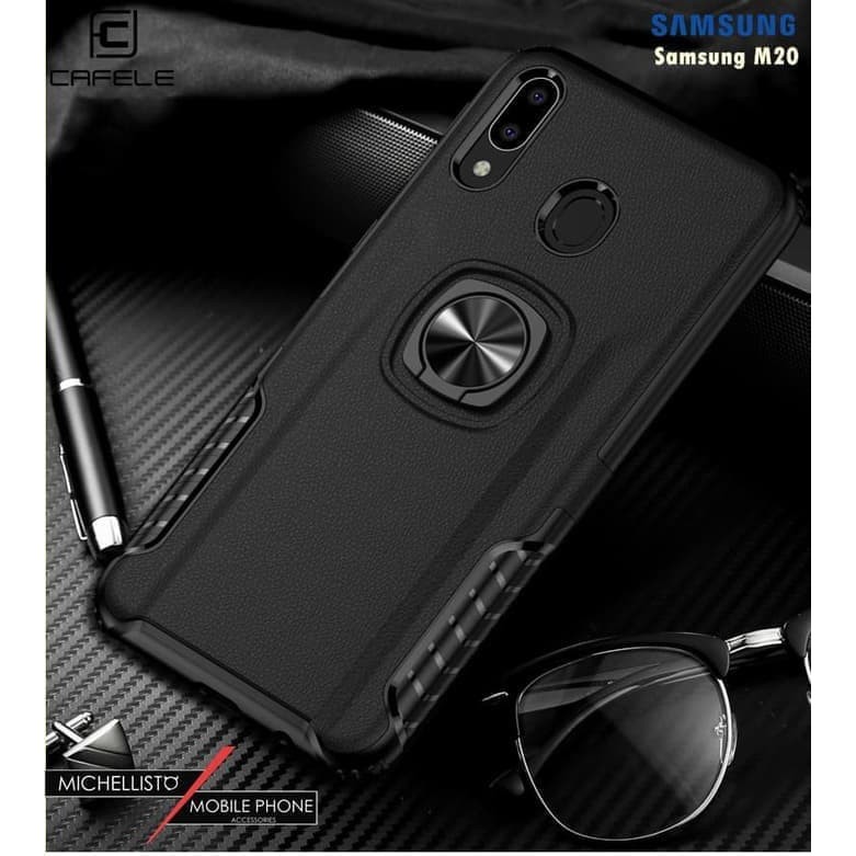 Cafele Hard Case Samsung Galaxy M20 Casing Ring Thunder Kickstand KoRi