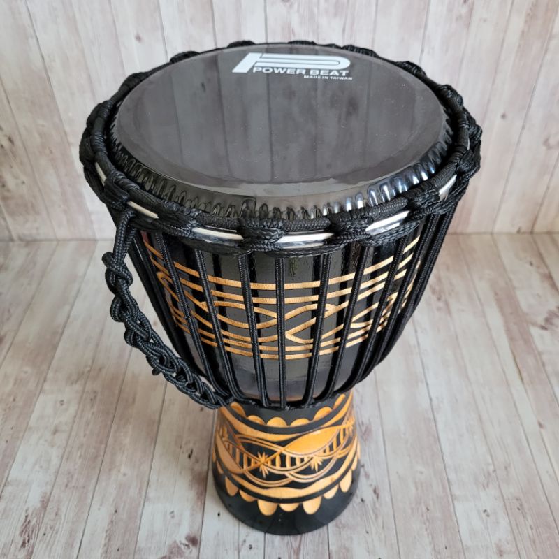 Alat Musik Kendang Jimbe 40cm Motif Ukir Mainan Hiasan Souvenir Termurah