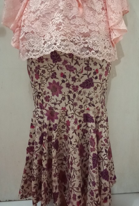 Couple Batik / Batik Dan Rok Sarimbit Motif Bunga Tanjung Pink