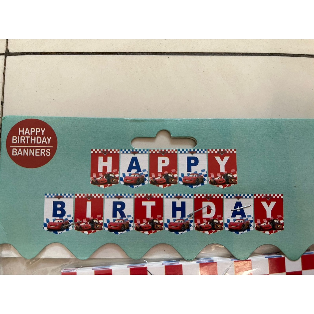 banner happy birthday karakter / dekorasi pesta garland ulang tahun