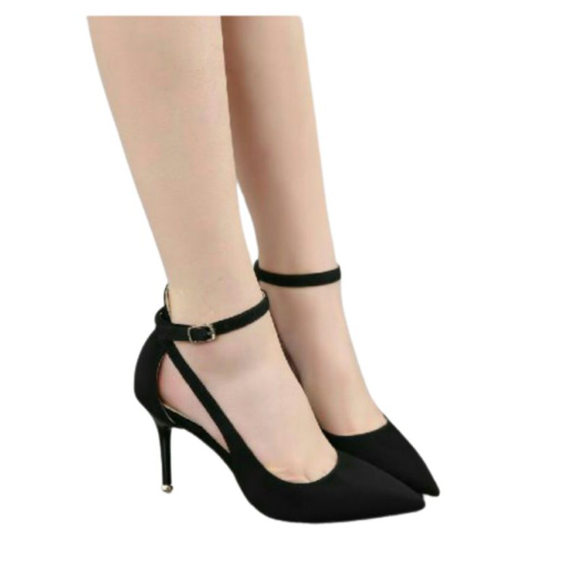 COD Heels Wanita elegan - Heels wanita hitam 7cm - Heels wanita tali - Heels wanita kerja - High heels ala korea Pd224