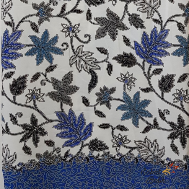 Kain Batik Semi Sutra Motif 60907 Putih Biru