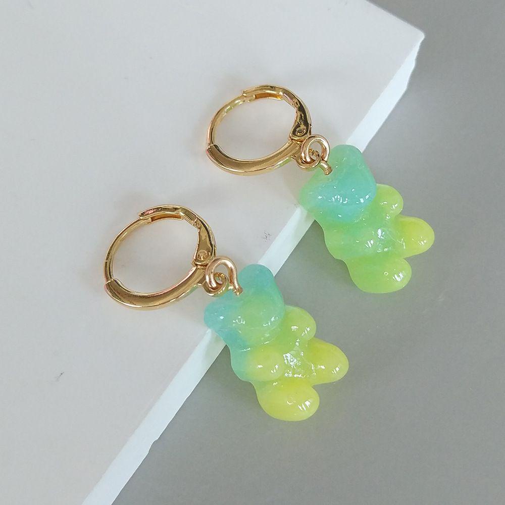 Lily Bear Anting Wanita Warna-Warni Jelly Beruang Lucu Permen Telinga Stud Menjuntai Earrings