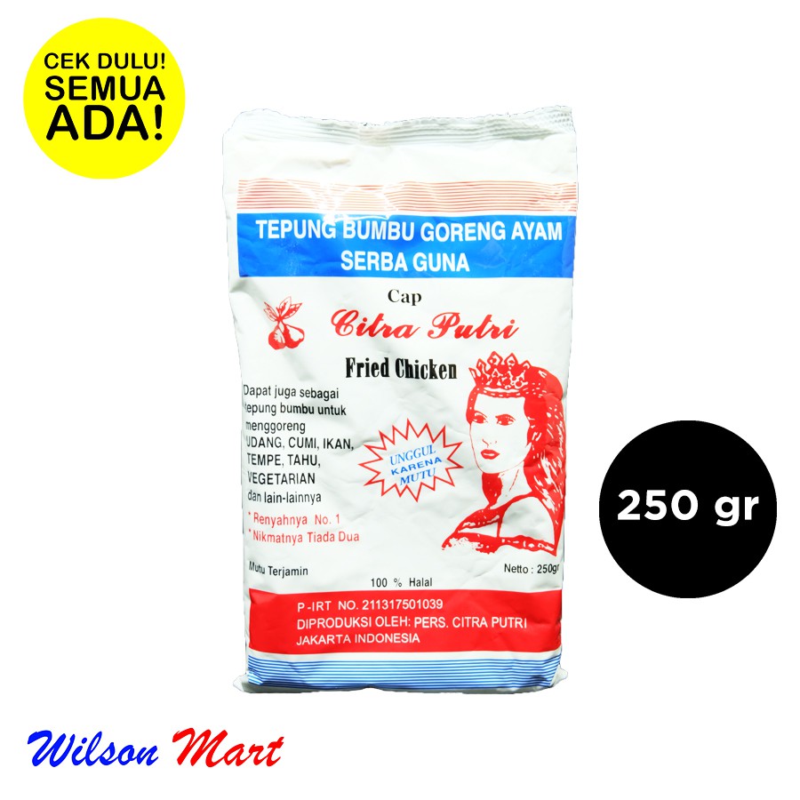 

TEPUNG BUMBU GORENG AYAM SERBAGUNA CITRA PUTRI 250 GRAM