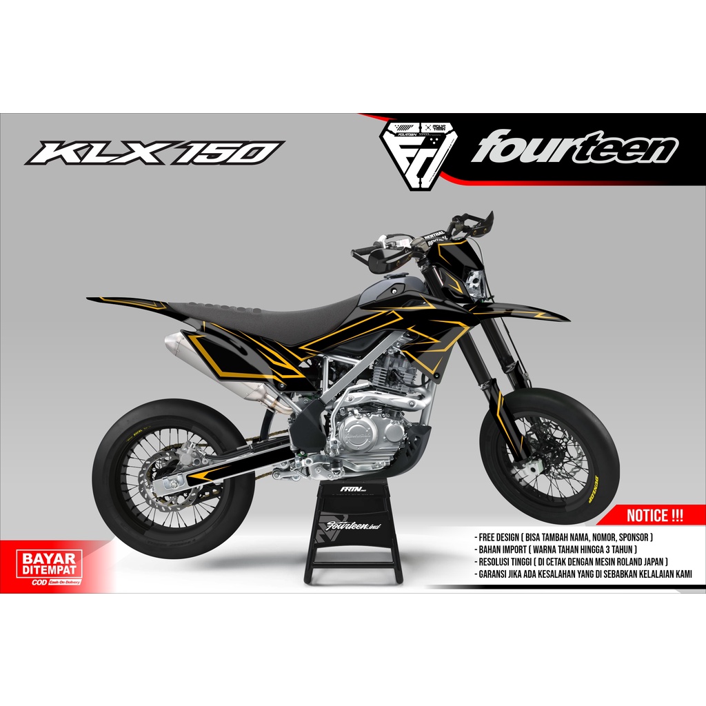 DECAL KLX 150 BF - stiker dekal klx full body custom KUNING SIMPLE