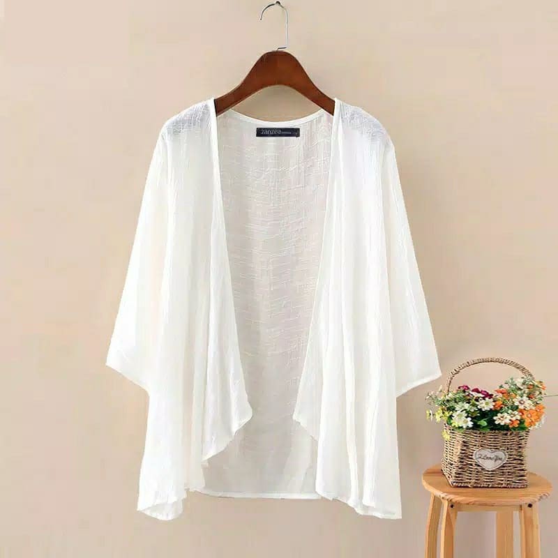 KARDIGAN PANJANG WANITA FASHION MUSLIM - TALITA CARDI POLOS KATUN LINEN - OUTER WANITA MURAH <-1