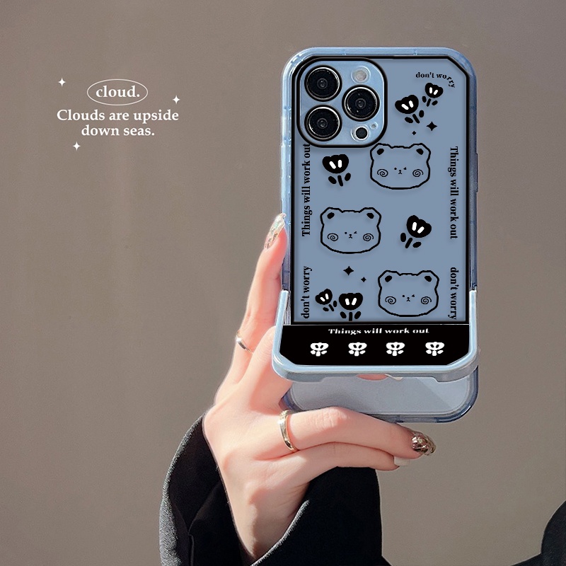 Soft Case TPU Transparan Shockproof Motif Bunga / Beruang Untuk iPhone 12 13 Se 2020 6 6S 7 8 Plus X XS XR 11 Pro Max