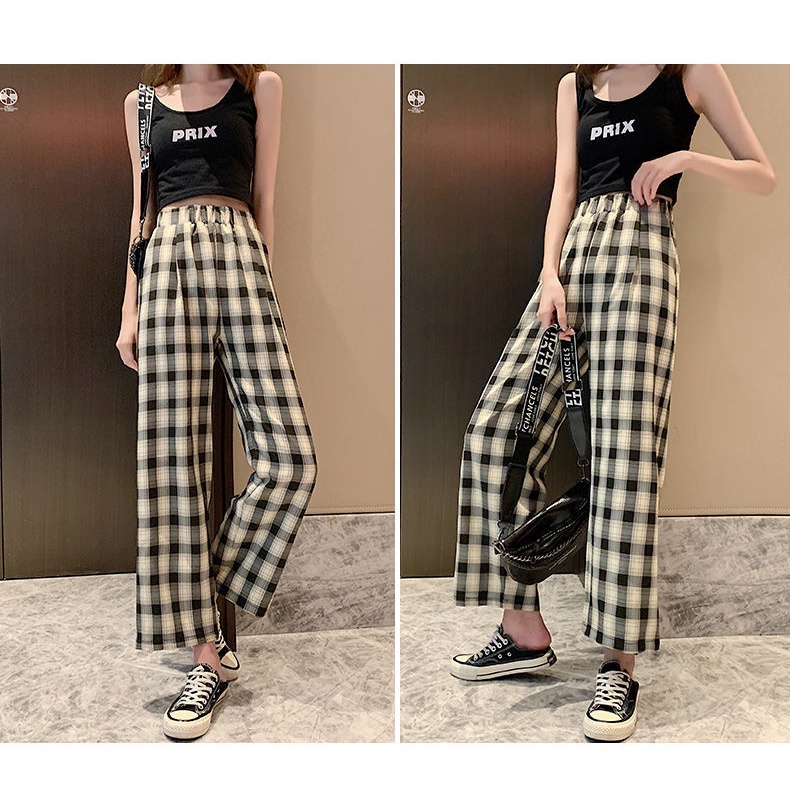 Celana wanita tartan kulot highwaist kotak wanita celana korean style wanita