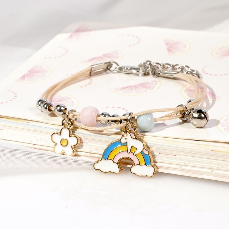 Gelang bangle bagus model korea terbaru lucu imut cantik cocok untuk hadiah bentuk buah binatang-Rainbow unicorn