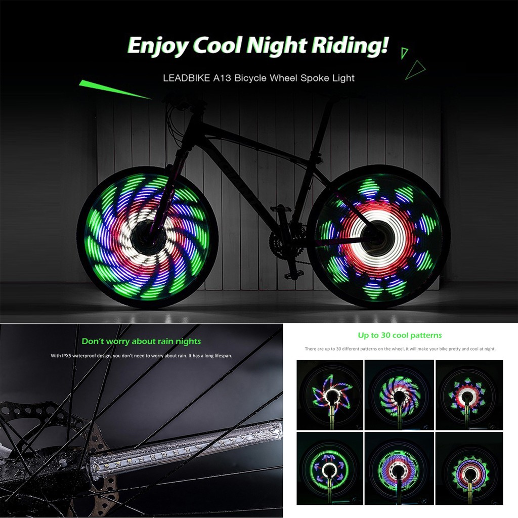 LEADBIKE, Lampu Jari sepeda A13 Waterproof Bicycle Wheel Spoke Light Sport/Jari-Jari Sepeda