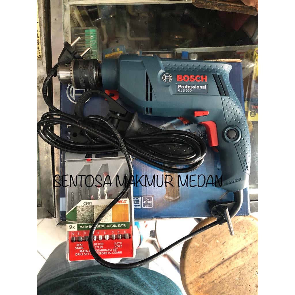 Jual Bosch Impact Drill Bor Besi Listrik Beton 13mm Gsb 550 Free Mata Bor 3 Fungsi Shopee 3184